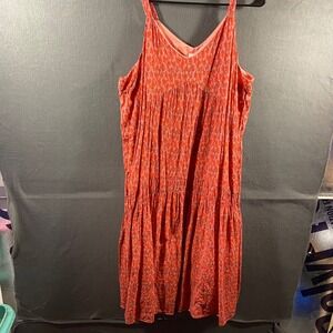 Joie women cotton Dress XXL Red Tiered Maxi Boho‎ Casual Summer